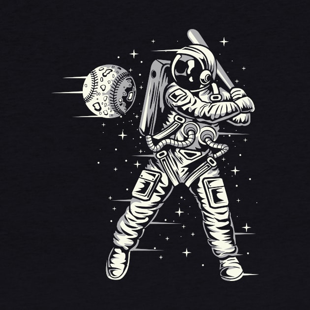 Outer Space Astronaut Plays Baseball With Moon by Xeire